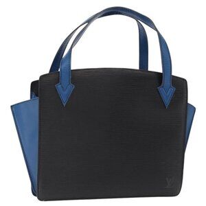 LOUIS VUITTON Epi Bicolor Varenne Hand Bag Black Blue M52385 LV Auth ka521